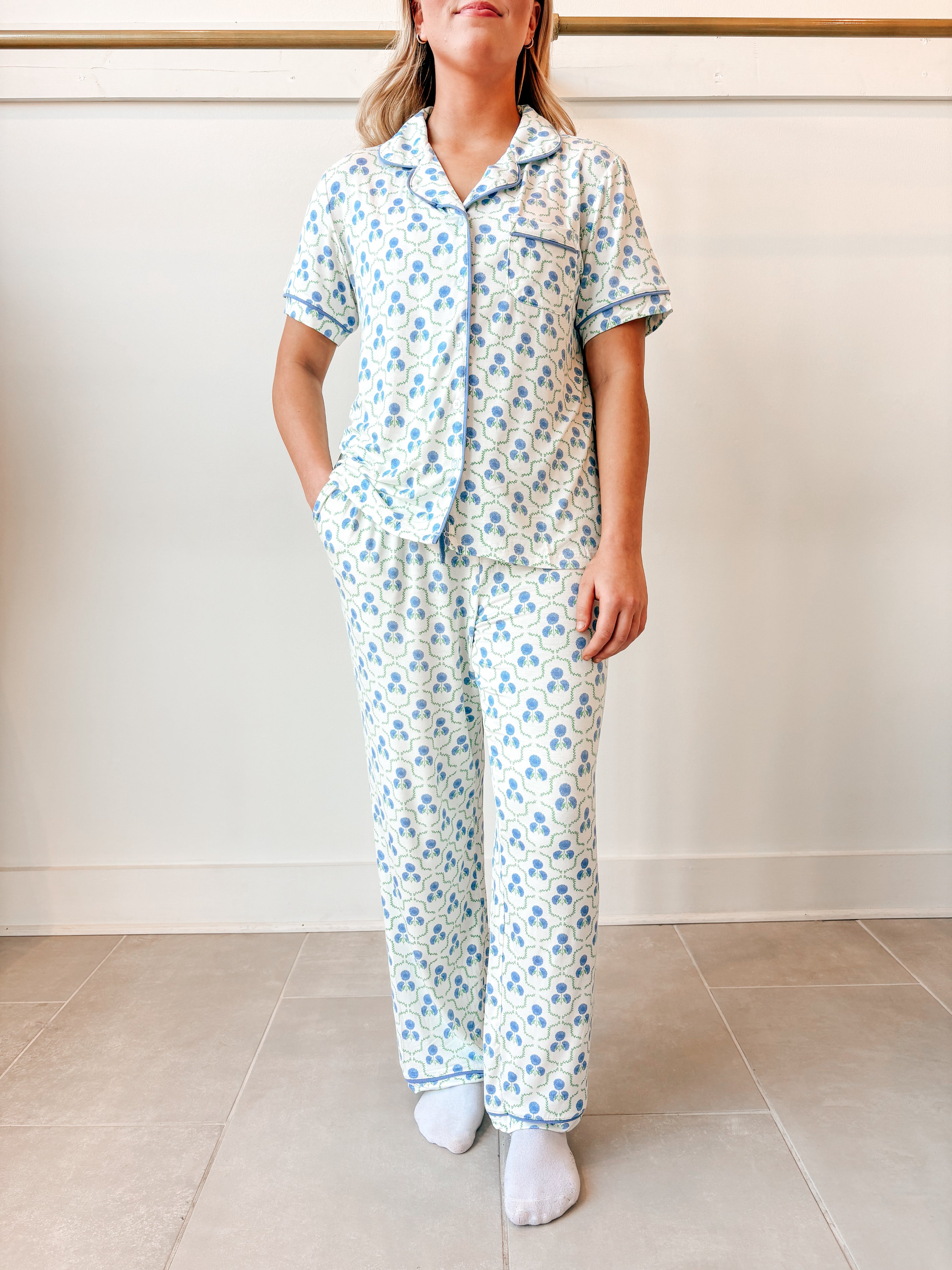 Sweetbriar Lattice-Blue Charlotte Pant Set