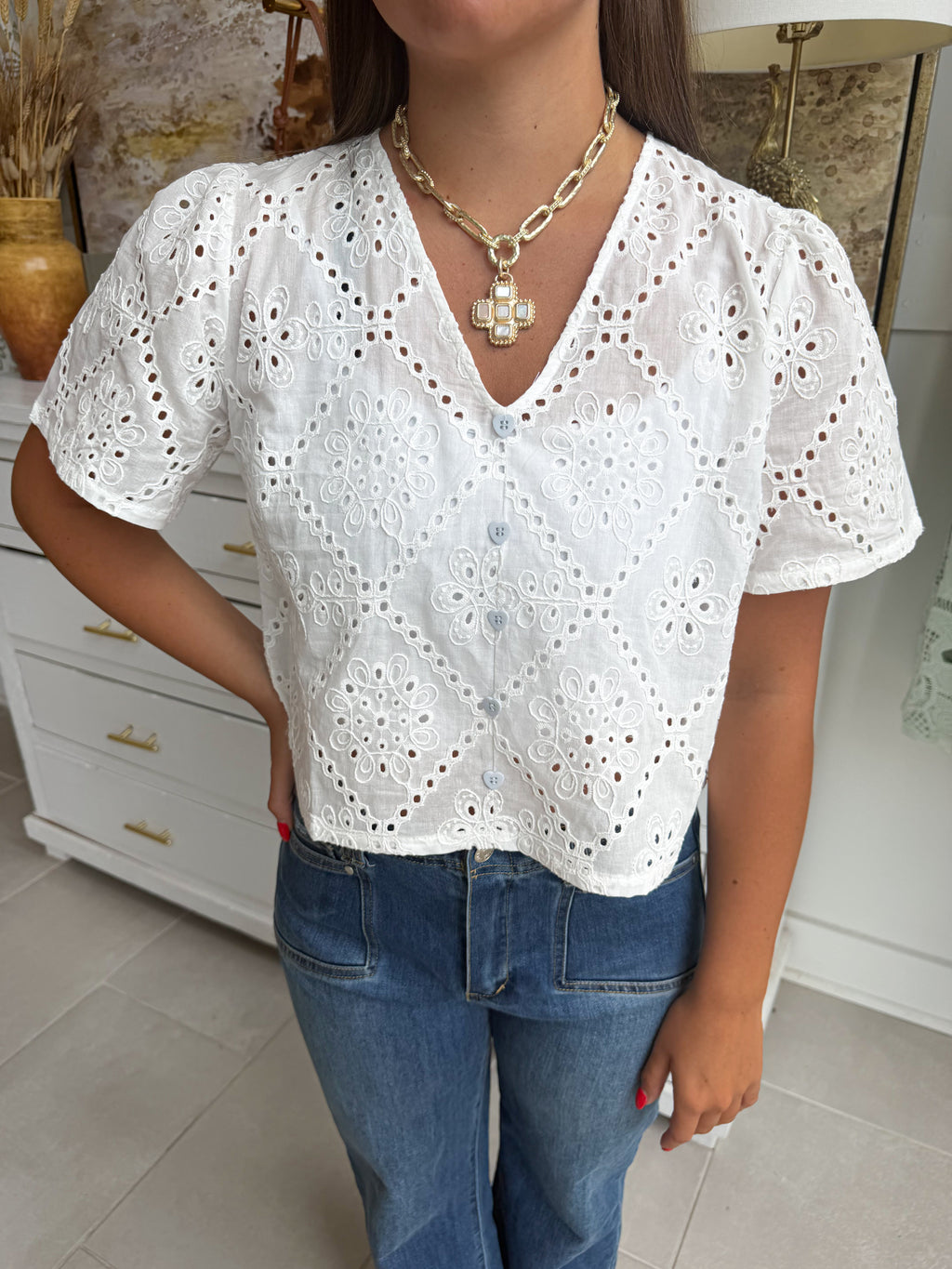 Sweetheart Eyelet Top