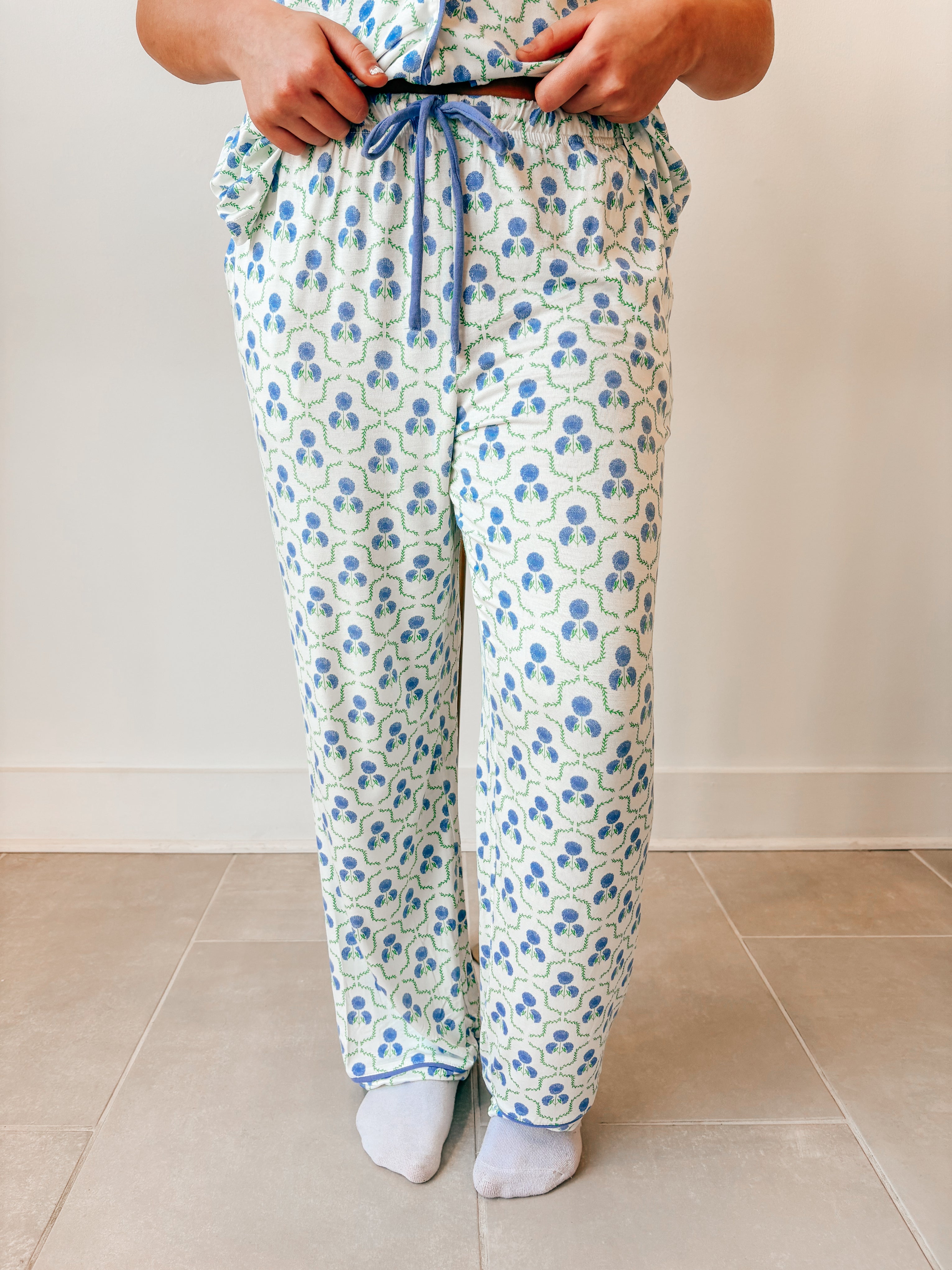 Sweetbriar Lattice-Blue Charlotte Pant Set