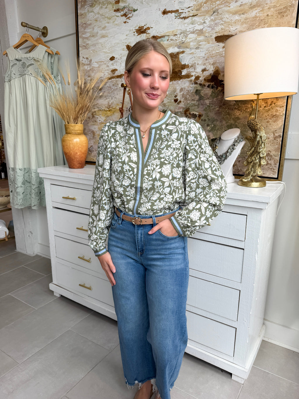 Aria Olive Blouse