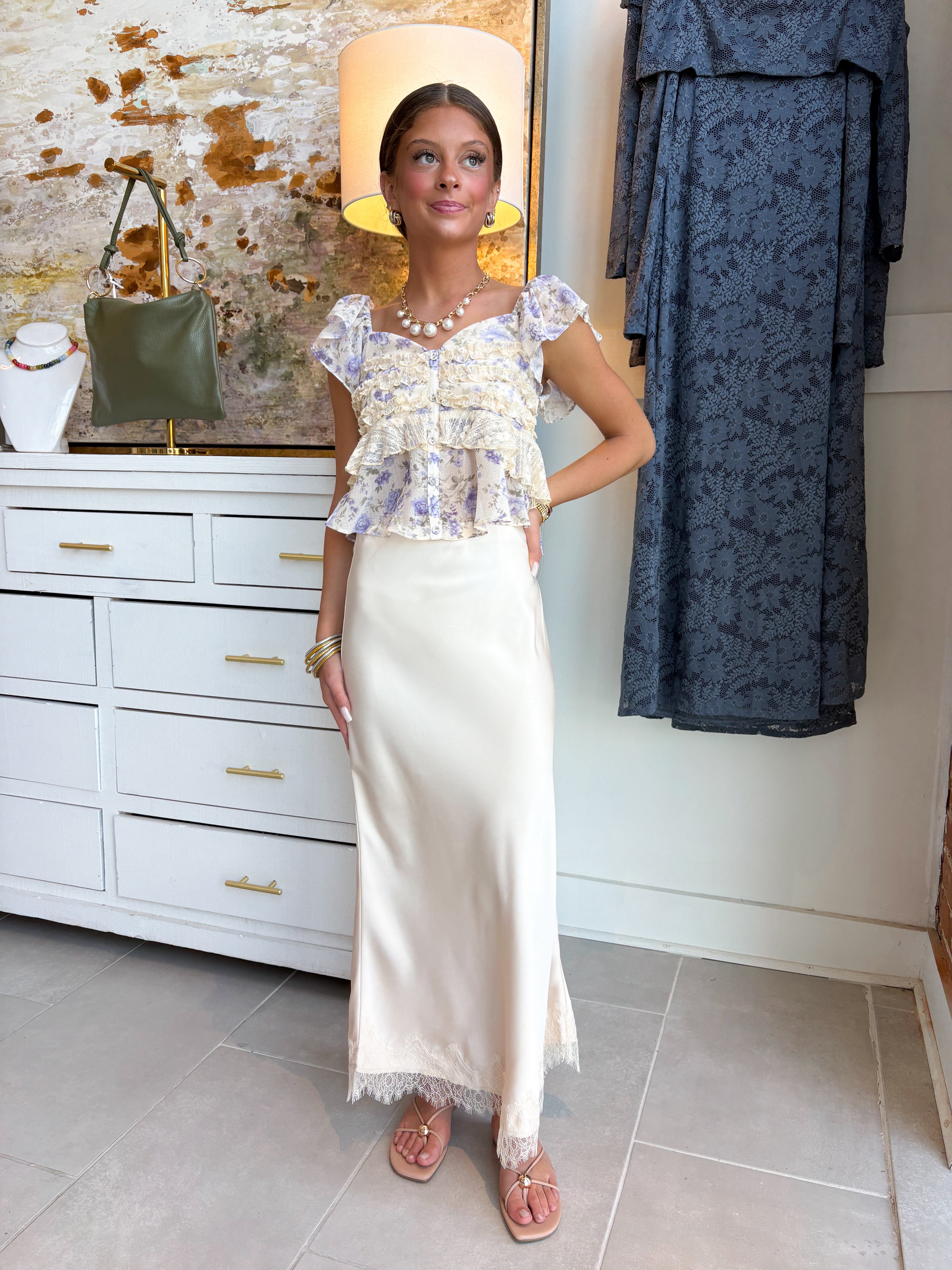 Eliza Lace Silk Skirt