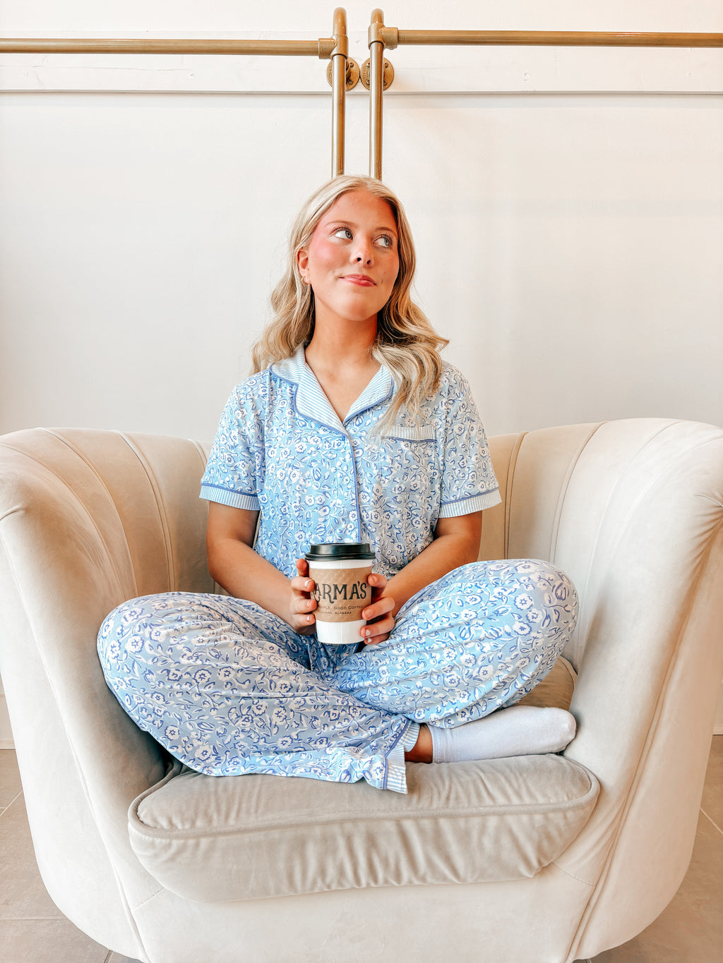 Charlotte Pant Set Meadow Line Blue Stripe