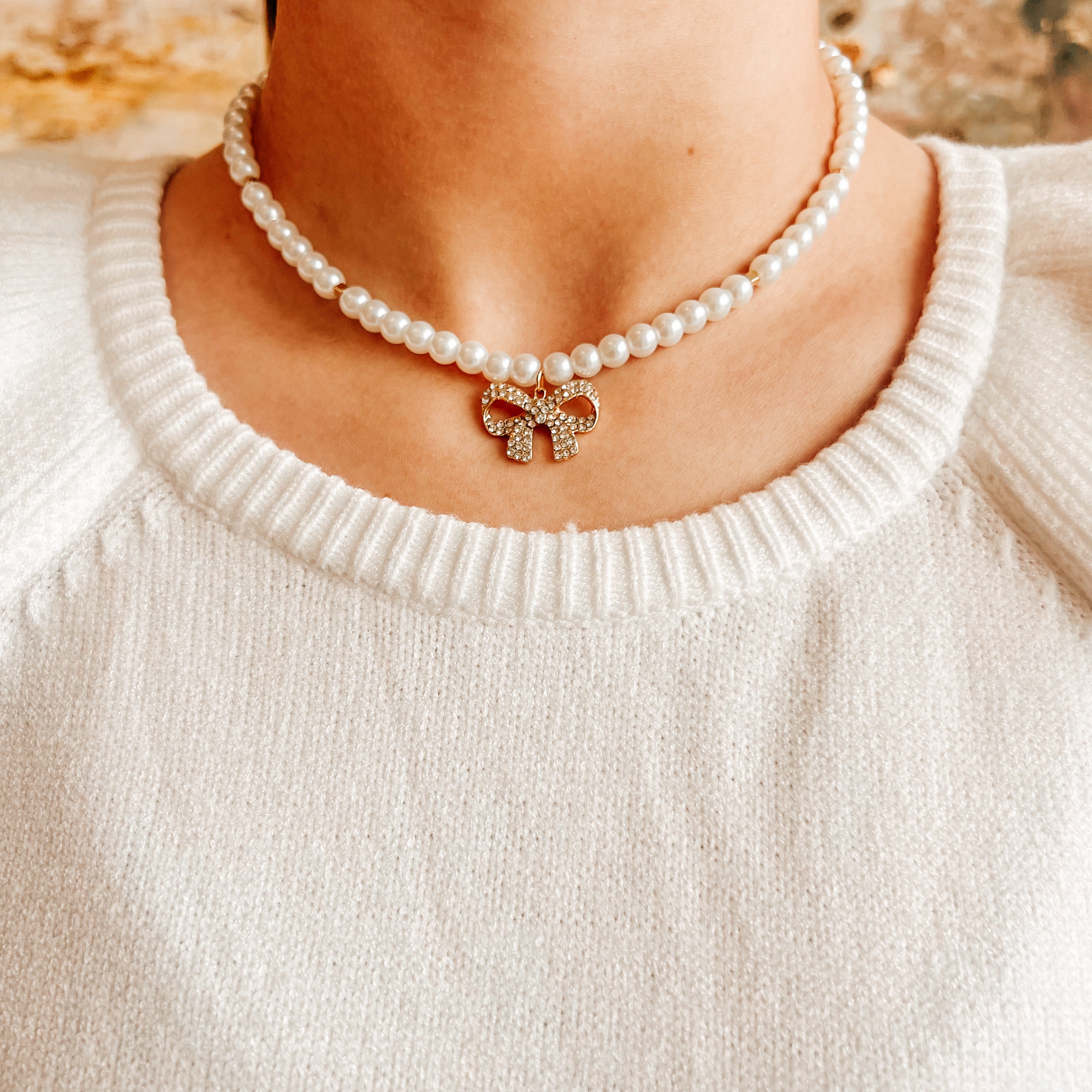 Pearl Bow Necklace