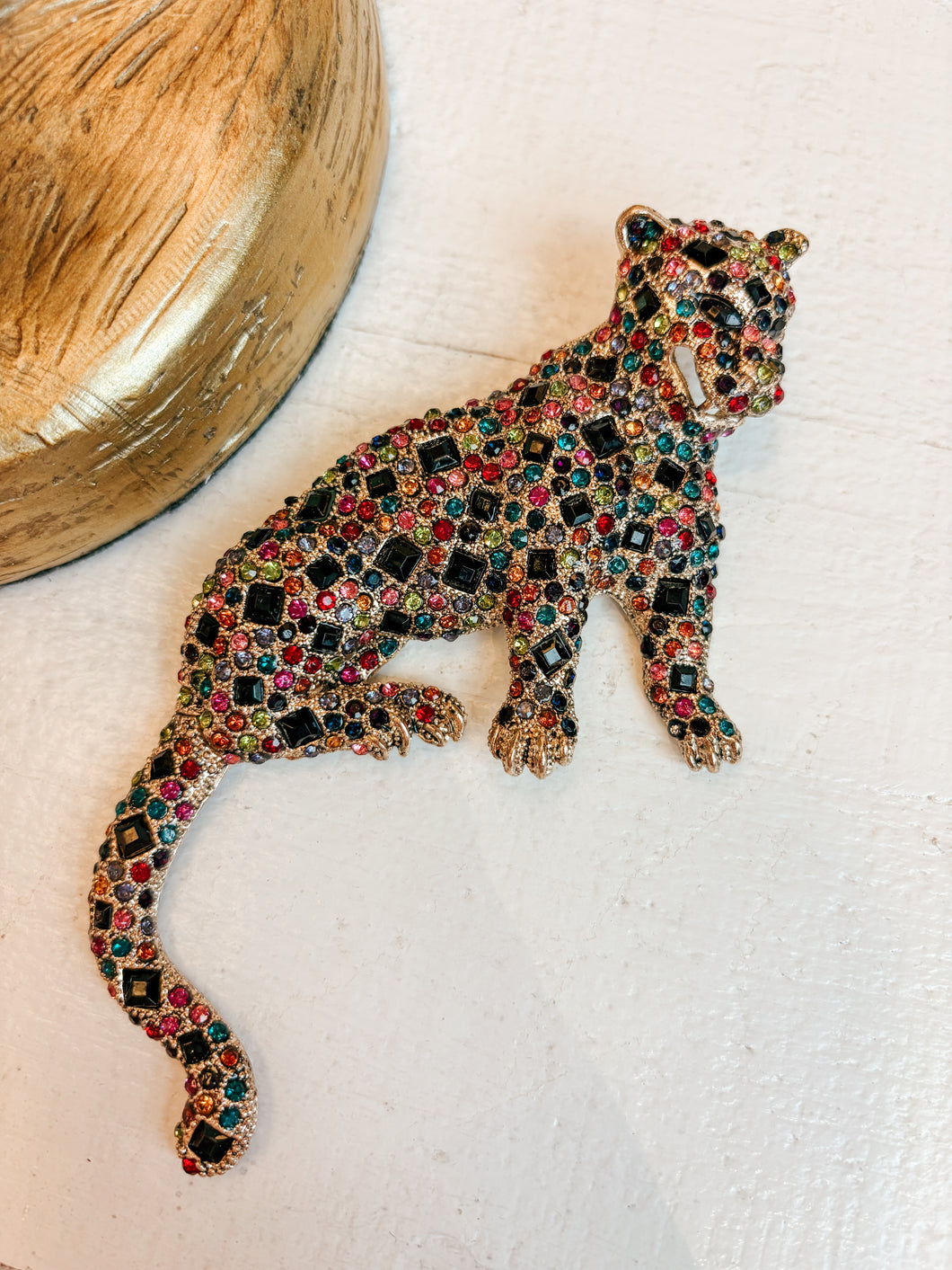 Cheetah Gemstone Brooch