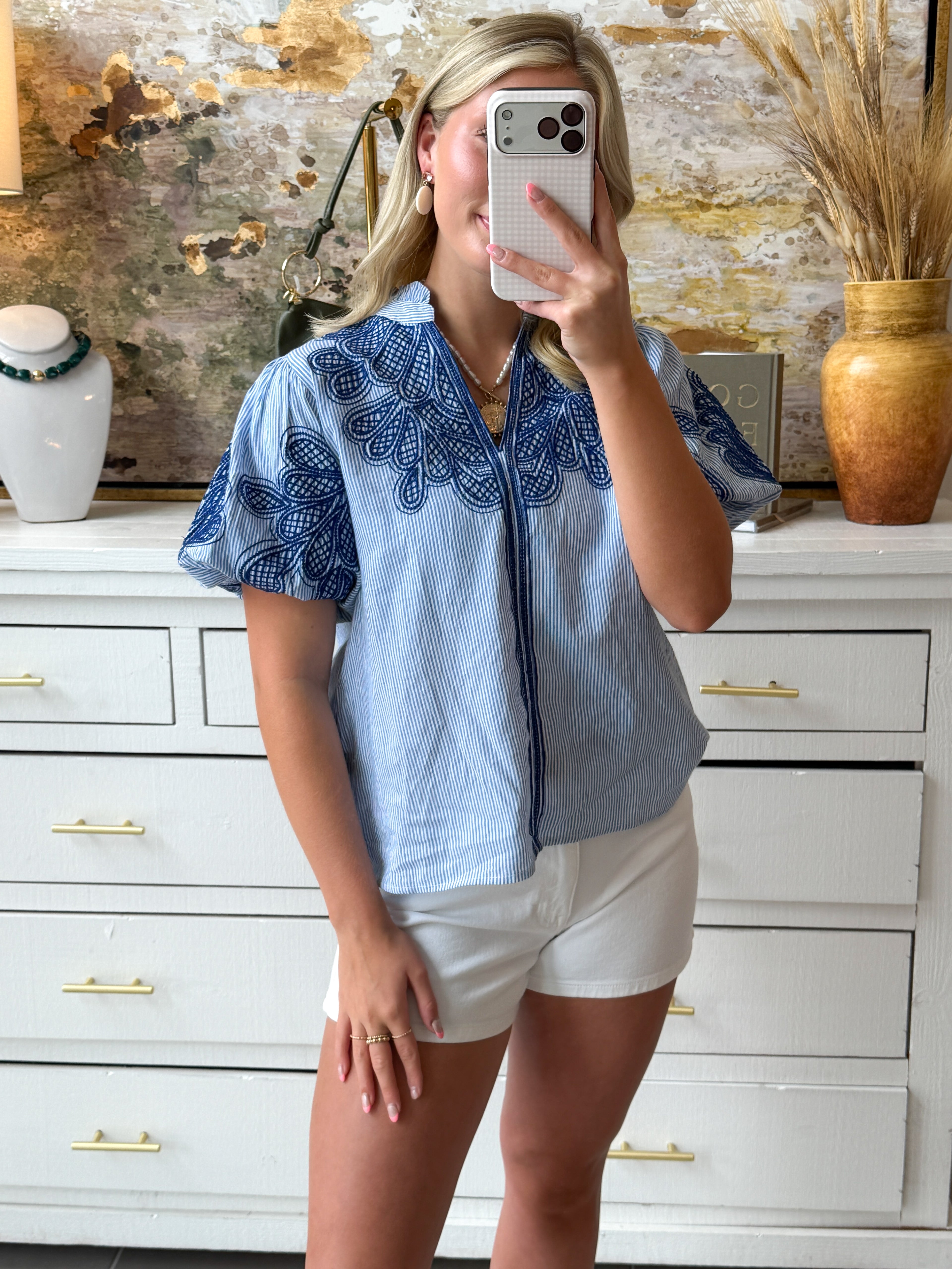 Blue Lace Harbor Blouse