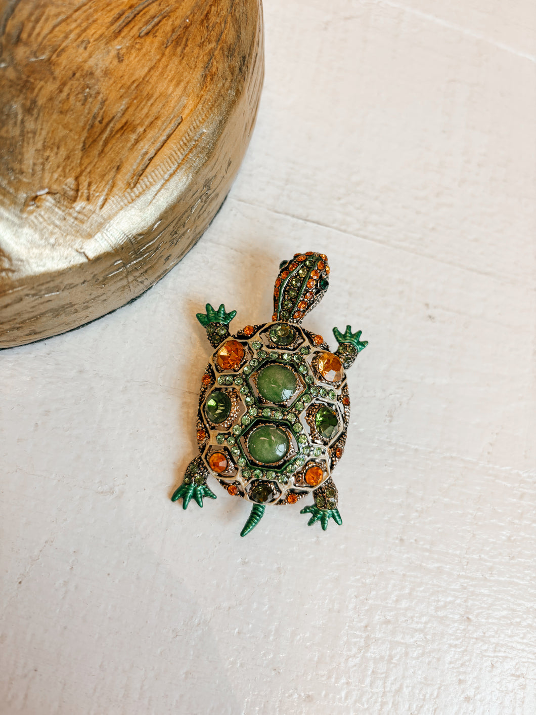 Mini Turtle Gemstone Brooch