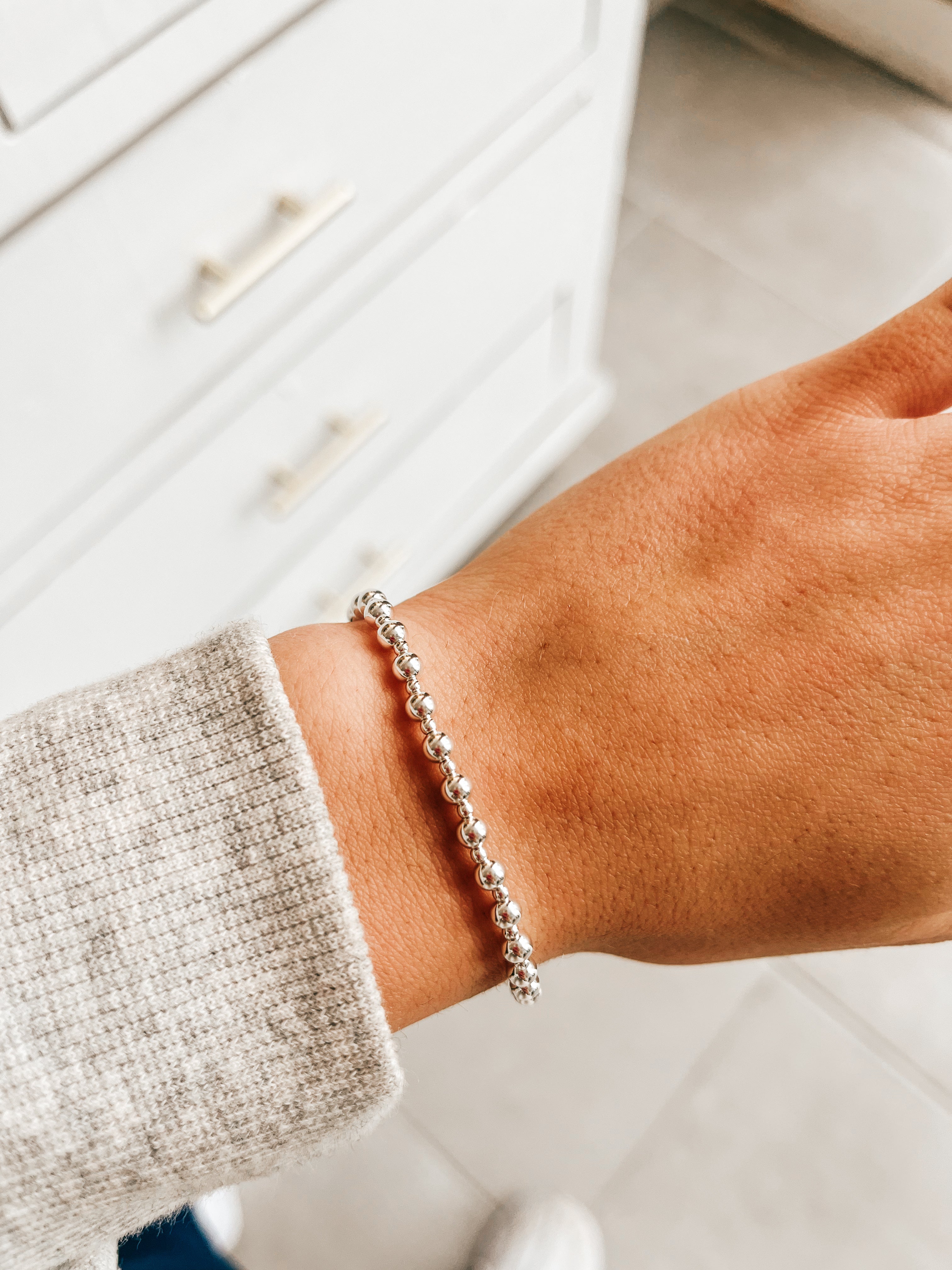 4mm+2mm+4mm Sterling Silver Waterproof Dimension Bracelet