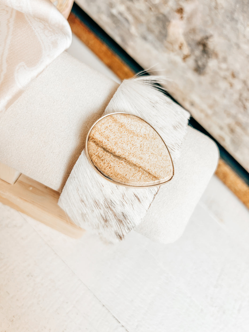 Jasper Stone Hide Cuff