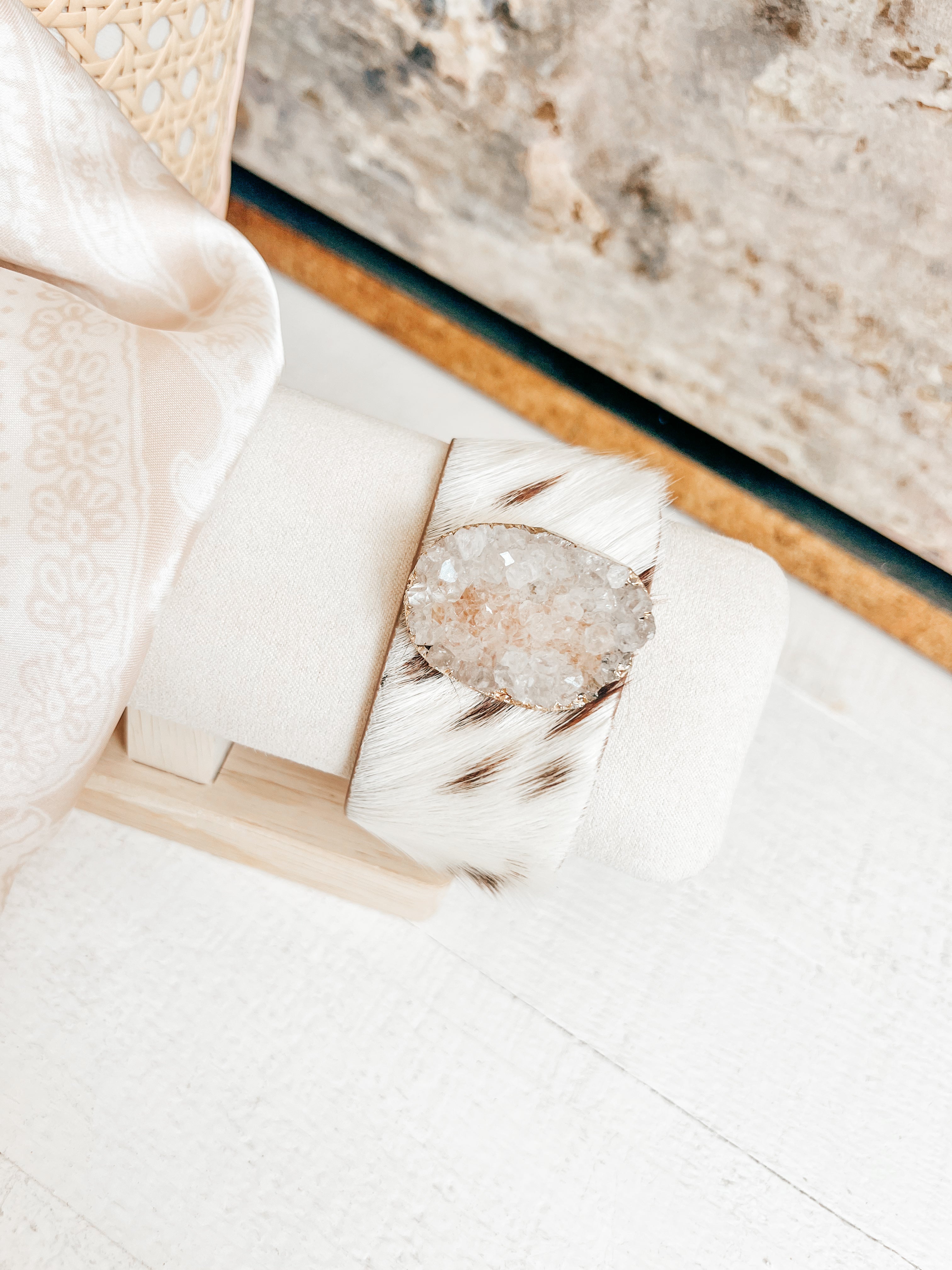 Druzy Stone Hide Cuff