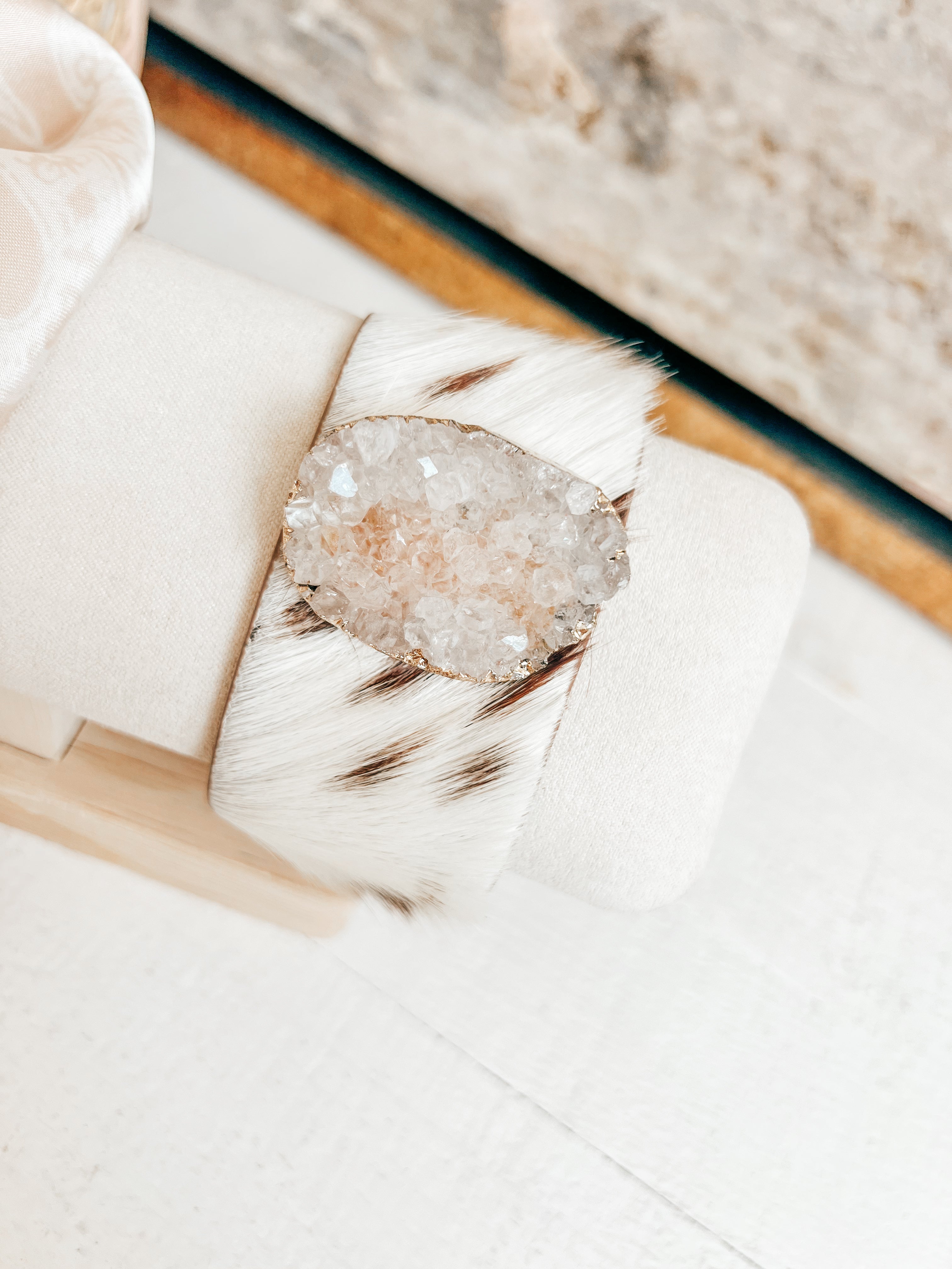 Druzy Stone Hide Cuff