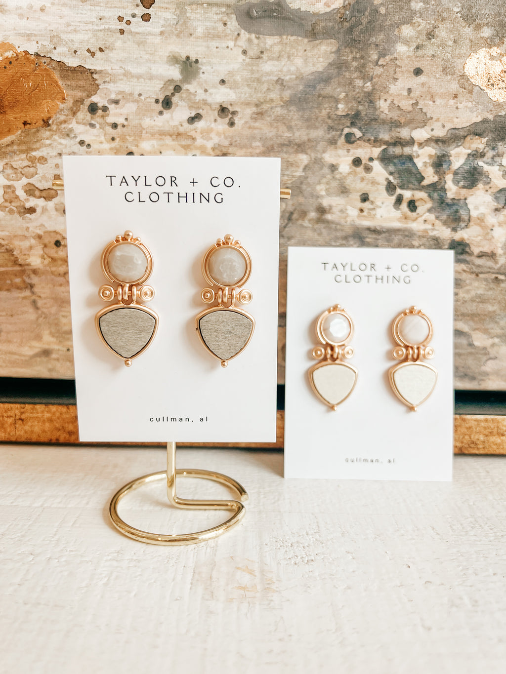 Natural Stone Layered Earrings
