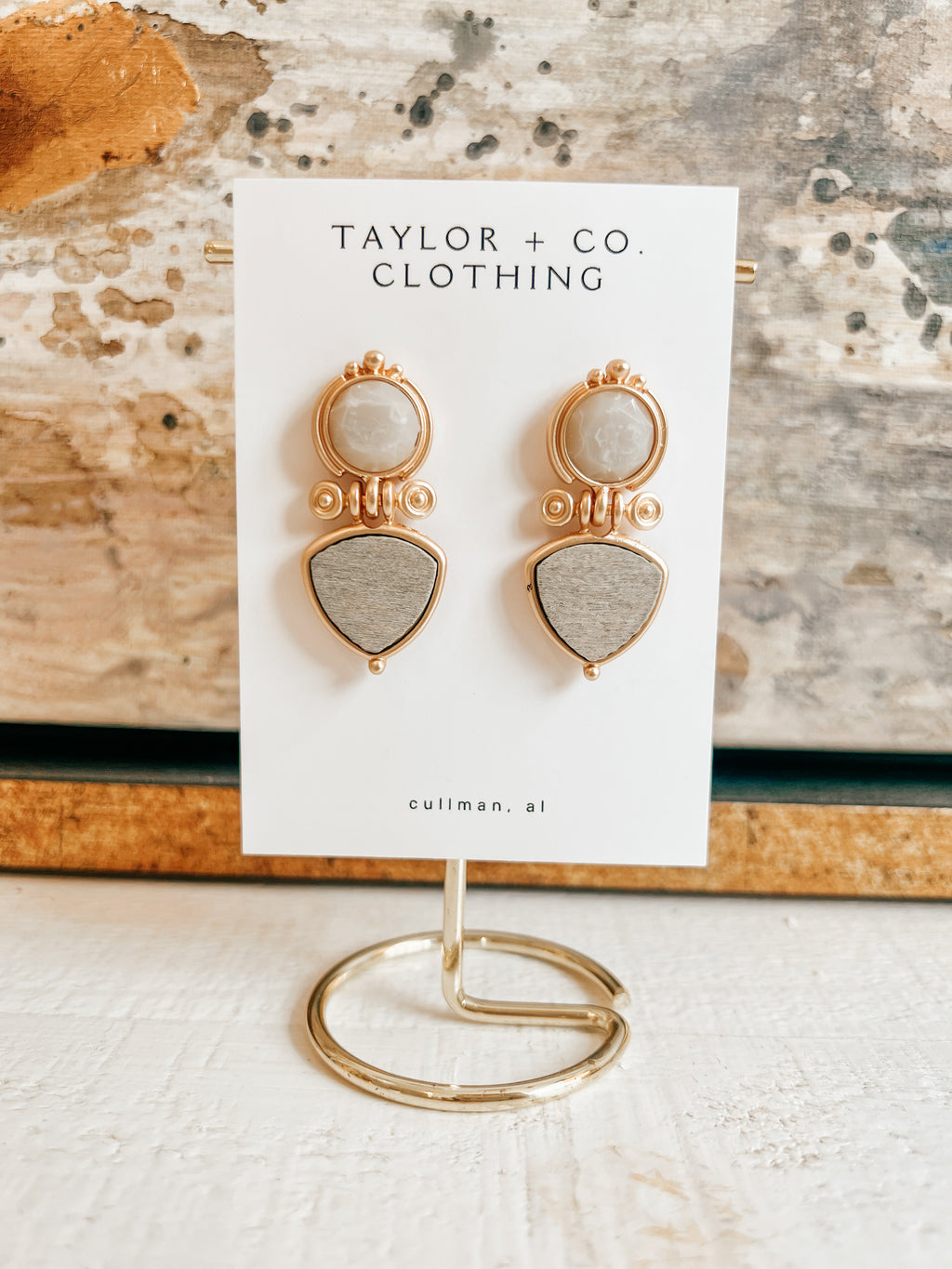 Natural Stone Layered Earrings