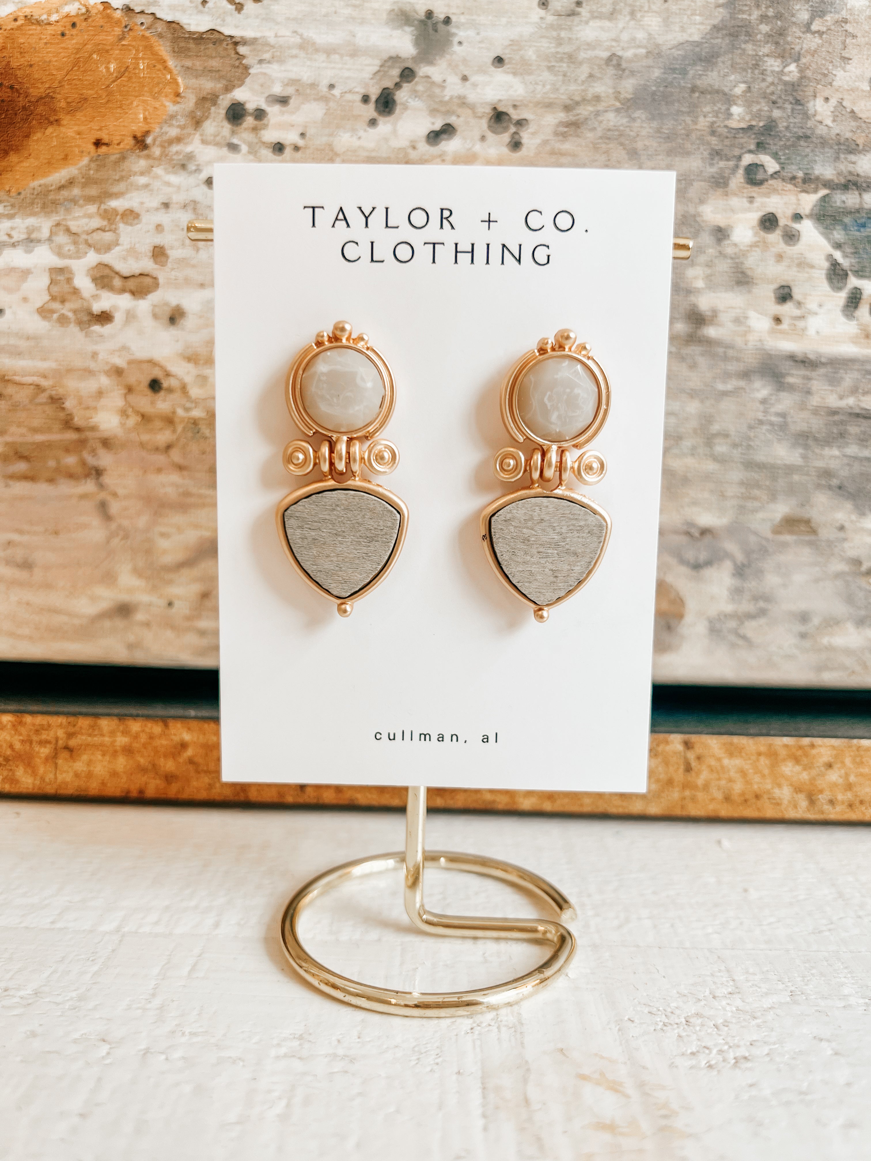 Natural Stone Layered Earrings