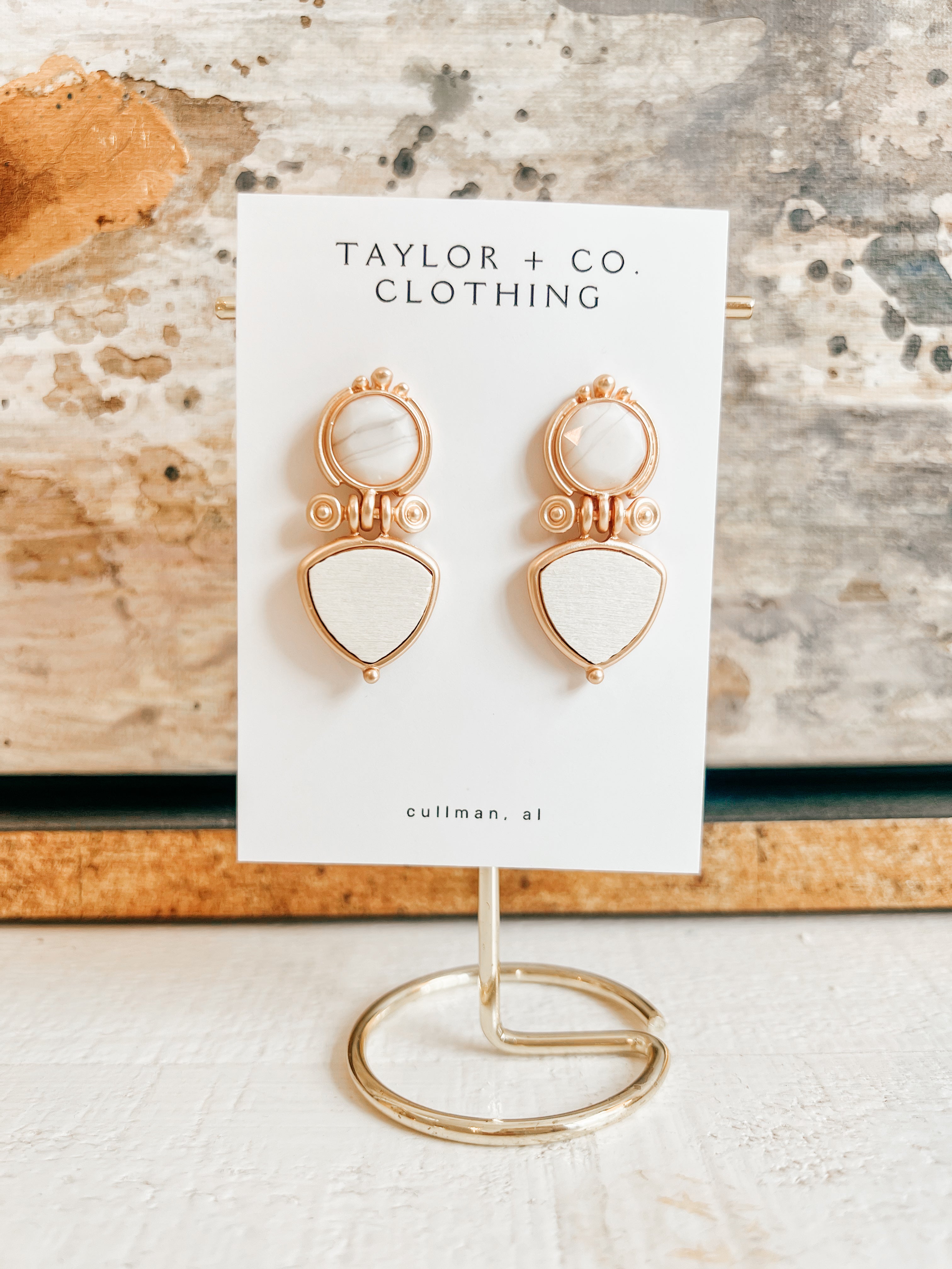 Natural Stone Layered Earrings