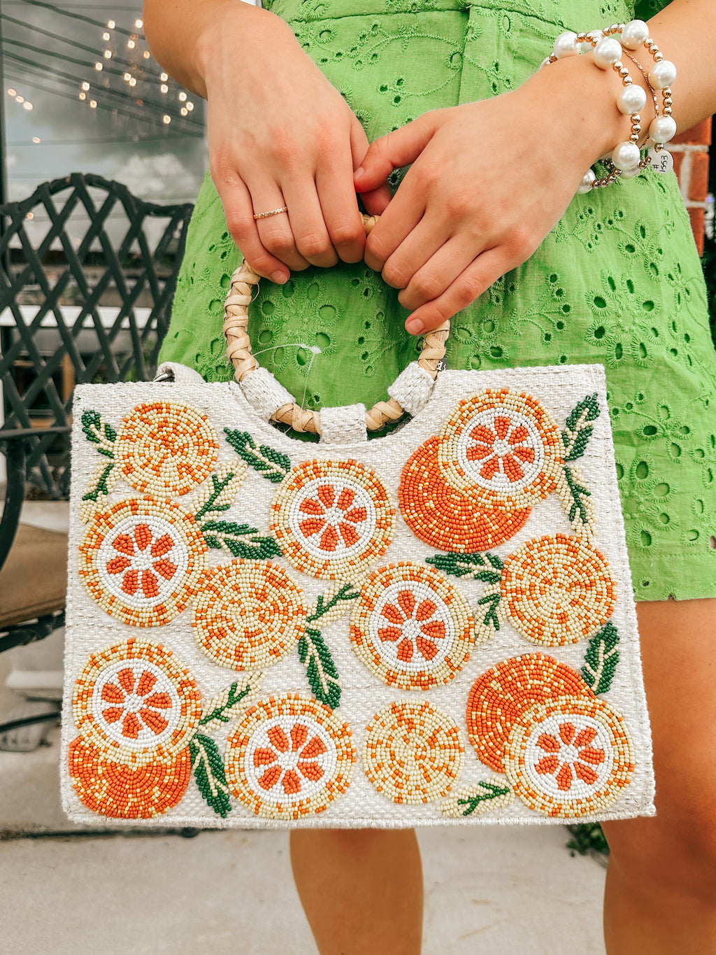 Orange Beaded Shoulder Bag