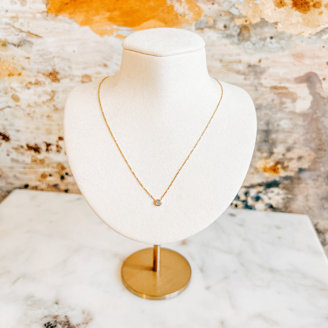 Gold Dipped Single Stone Necklace