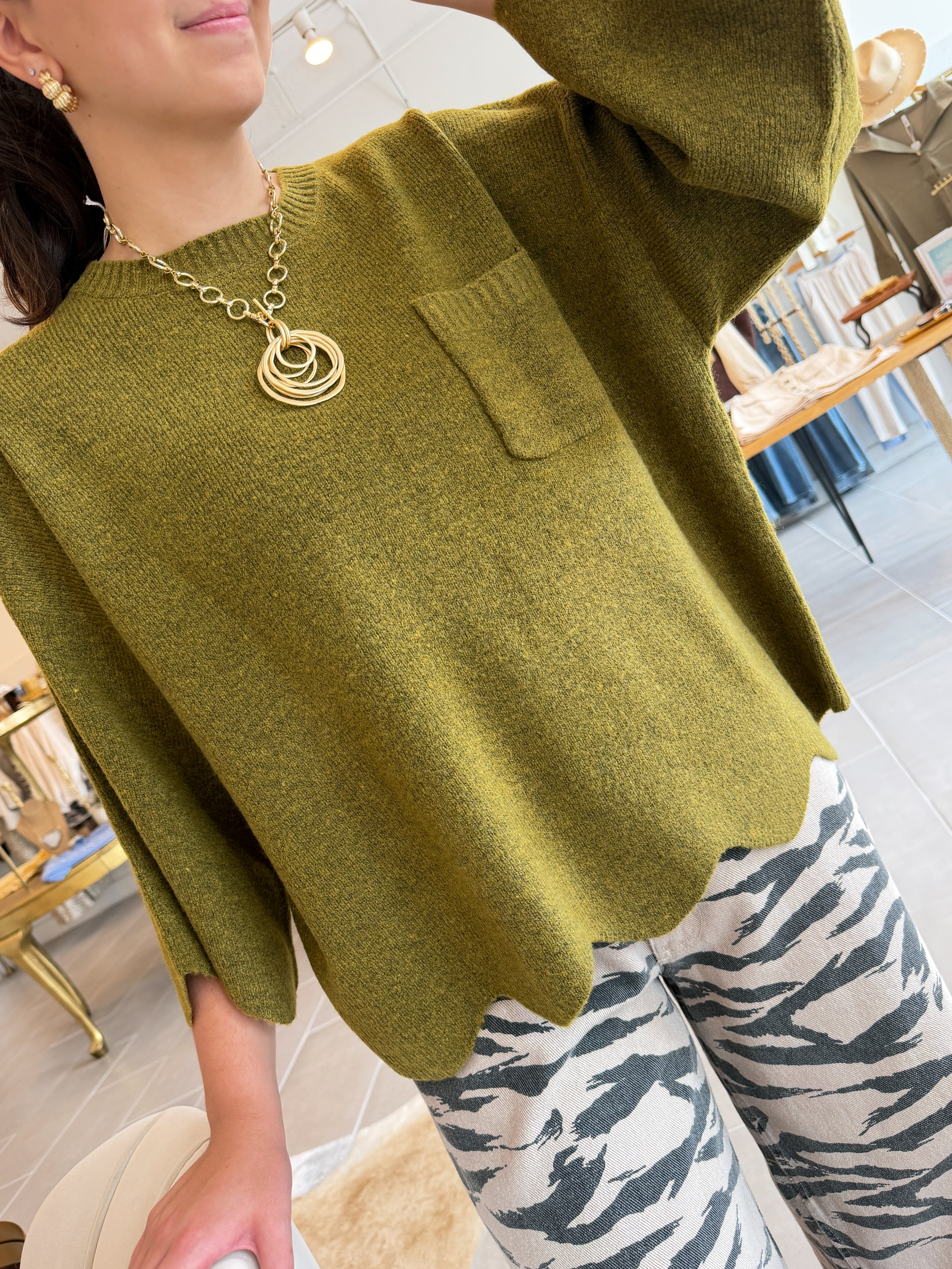 Nellie Scalloped Sweater Top