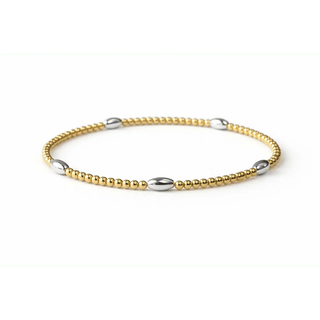 Classic Oval Mixed Metal 14K Gold And Silver Bracelet -7”