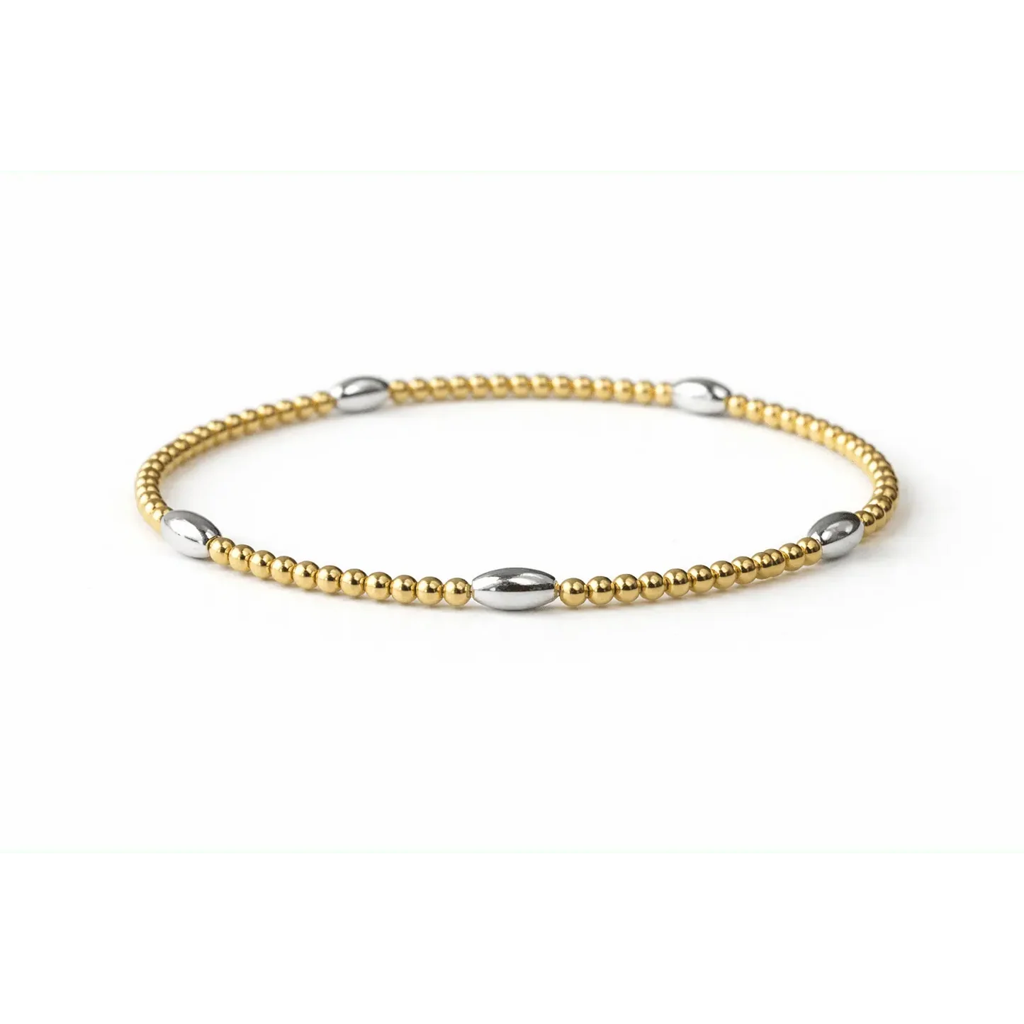 Classic Oval Mixed Metal 14K Gold And Silver Bracelet -7”