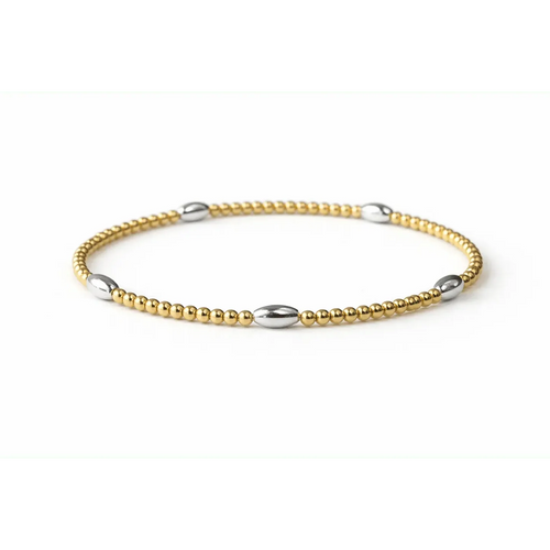 Classic Oval Mixed Metal 14K Gold And Silver Bracelet -7”