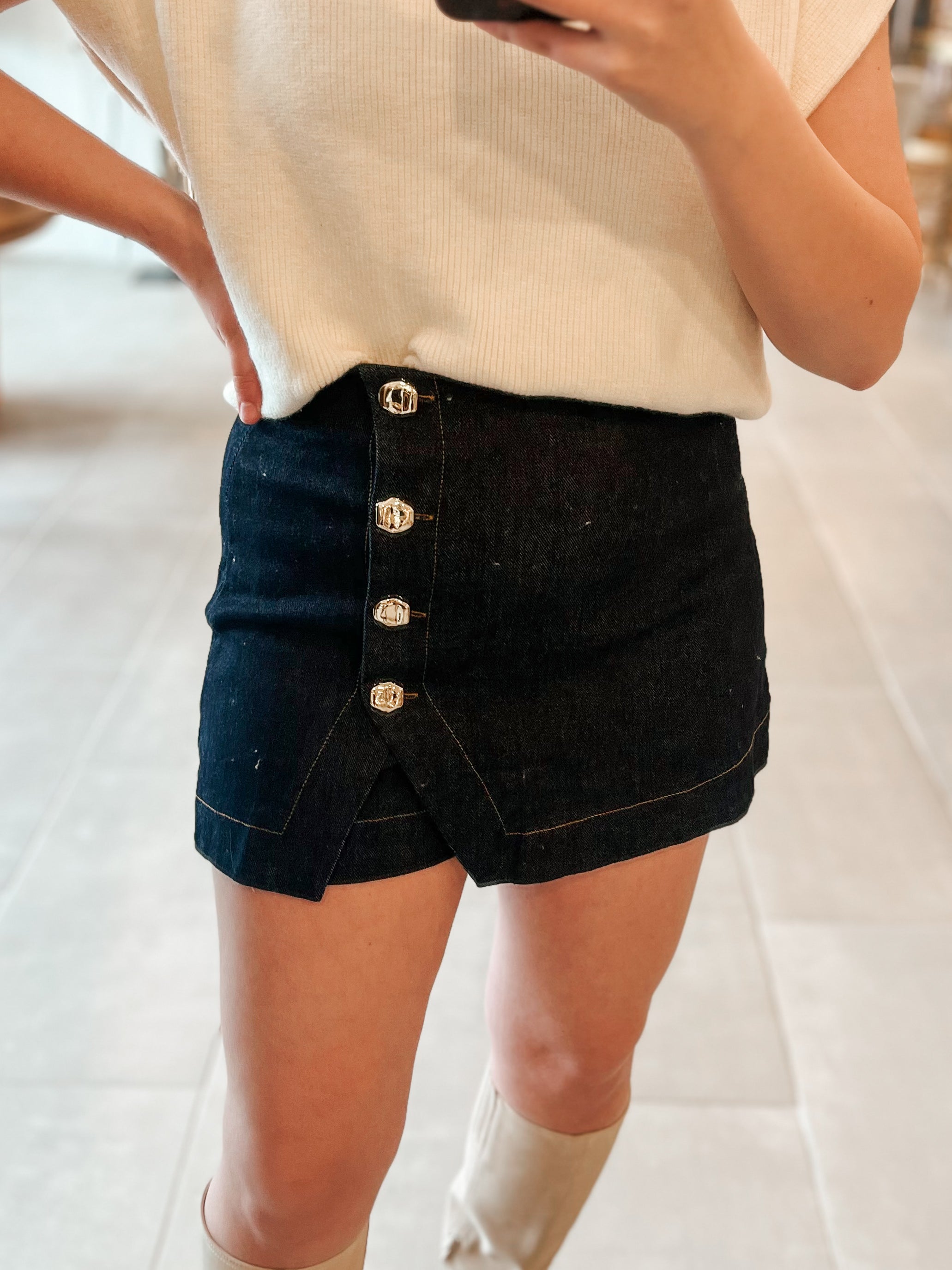 Star Studded Denim Skirt