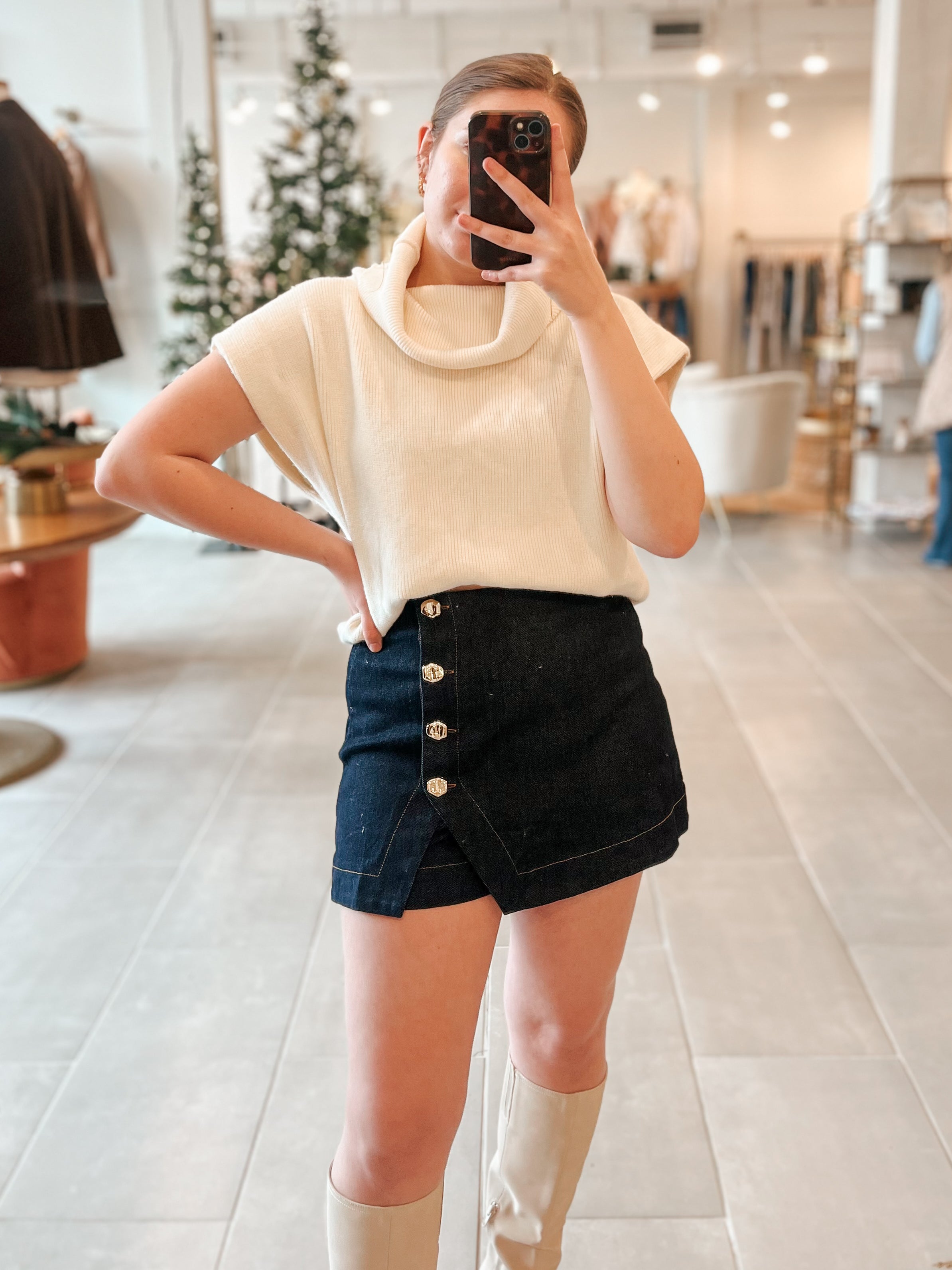 Star Studded Denim Skirt