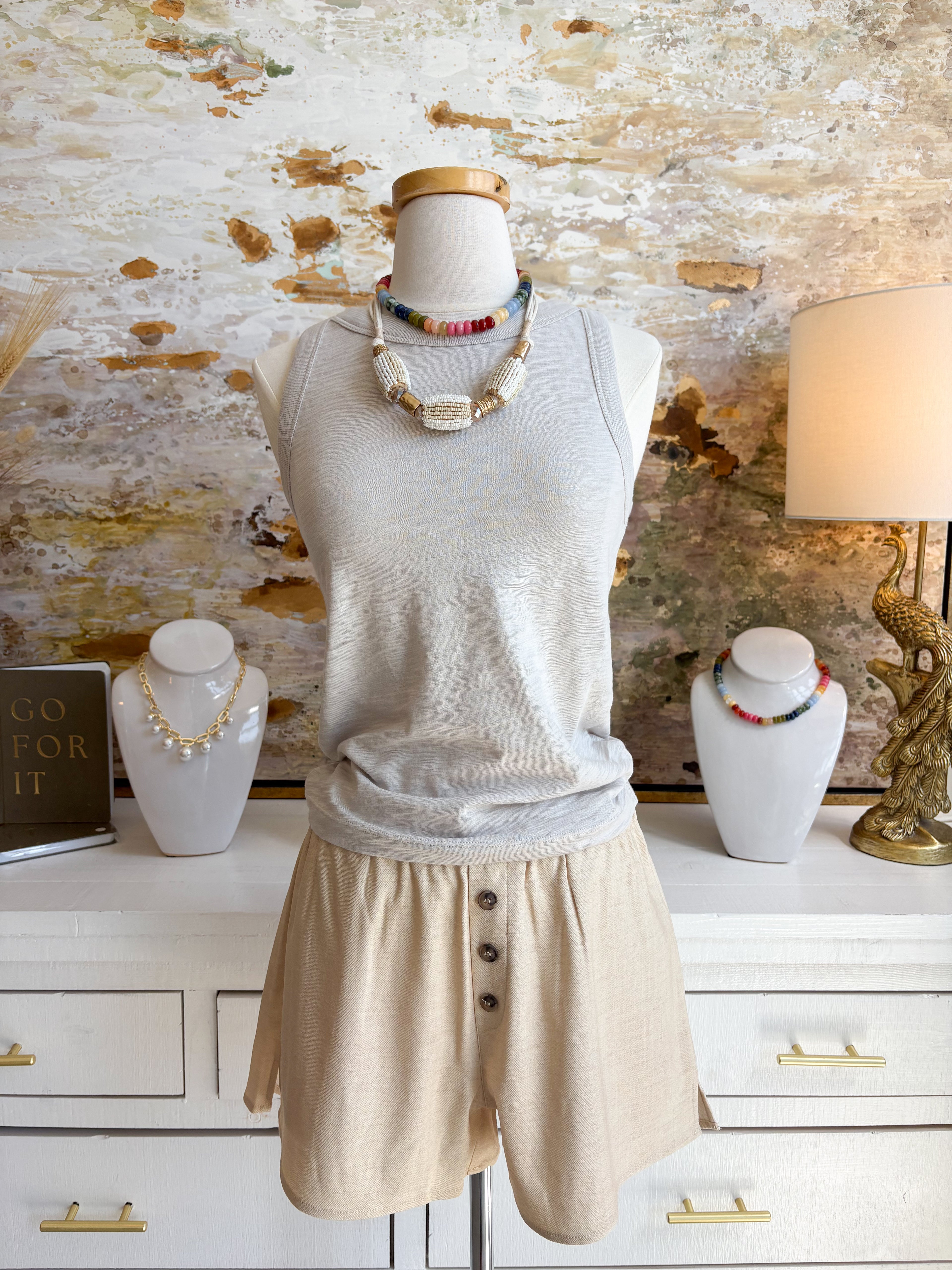 Erin Gray Oyster Everyday High Neck Cotton Tank